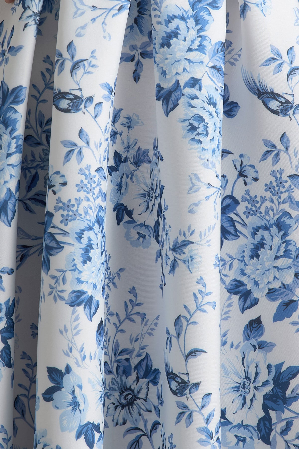 Alaina | Blue Porcelain Print Bandeau Midi Dress With Volume Skirt