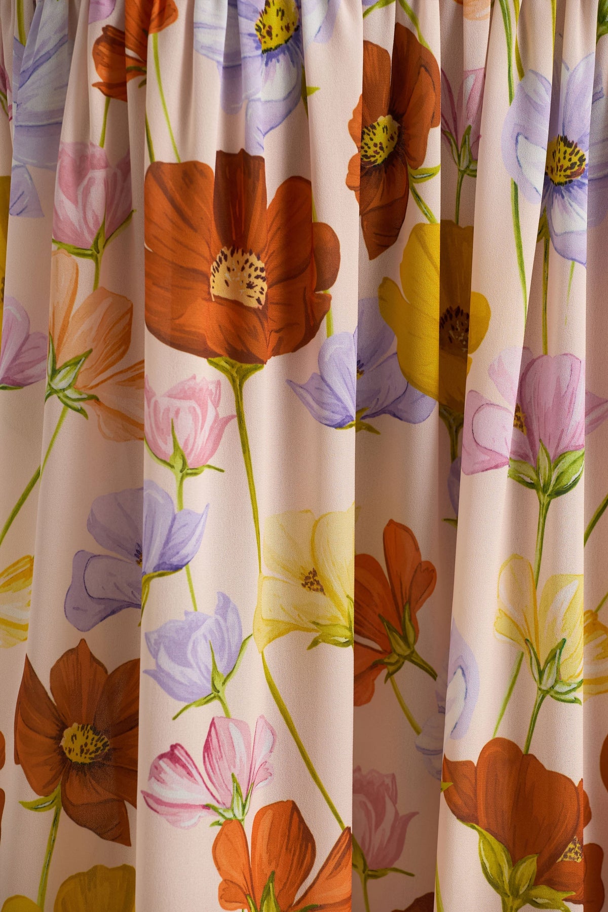 Ginny | Bright Floral Print Puff-Sleeve Split Maxi Dress