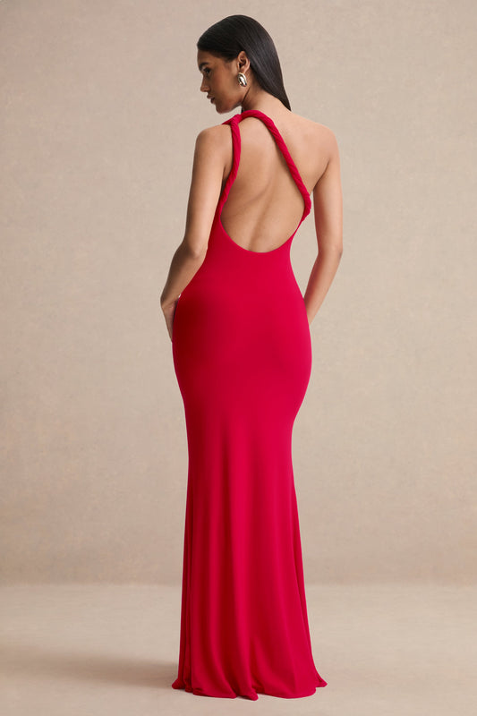 Ottilie | Red Asymmetric-Neck Maxi Dress