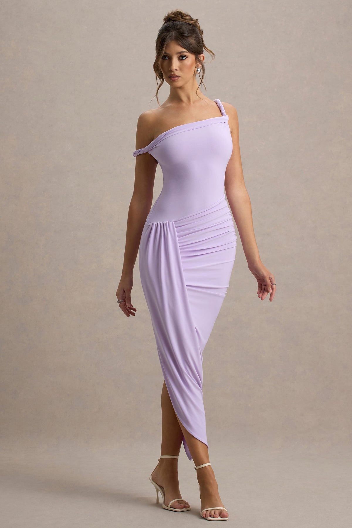 Angelique | Lilac Twisted Asymmetric Maxi Dress