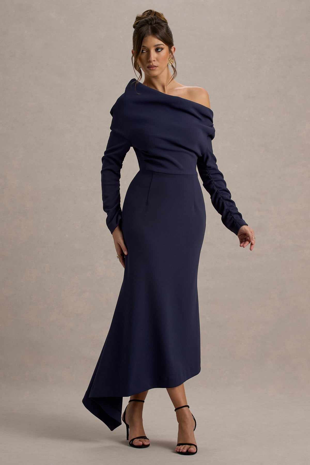 Lou | Navy One-Shoulder Asymmetric Maxi Dress