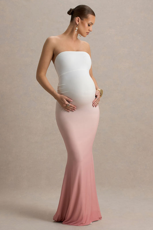 Sharnie | Pink Ombre Strapless Maternity Maxi Dress