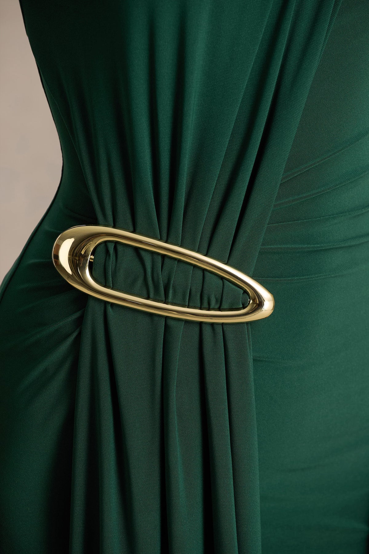 Zadie | Teal High-Neck Maxi Dress With Gathered-Detail