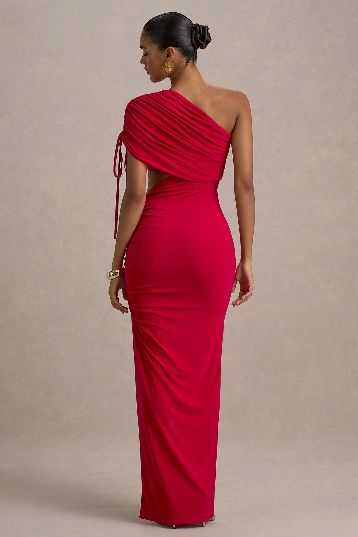 Trance | Red Asymmetric Maxi Dress With Split