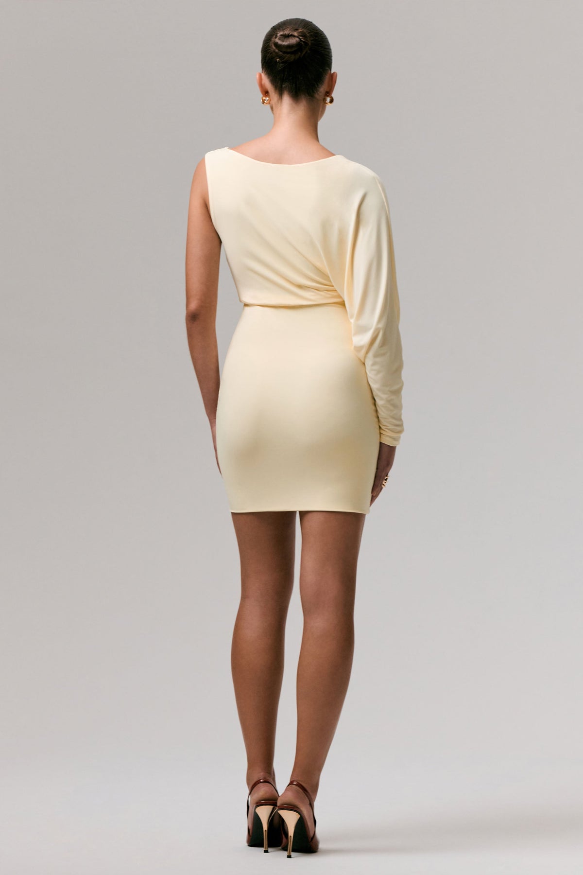 Delia | Pale Lemon One-Sleeve Mini Dress