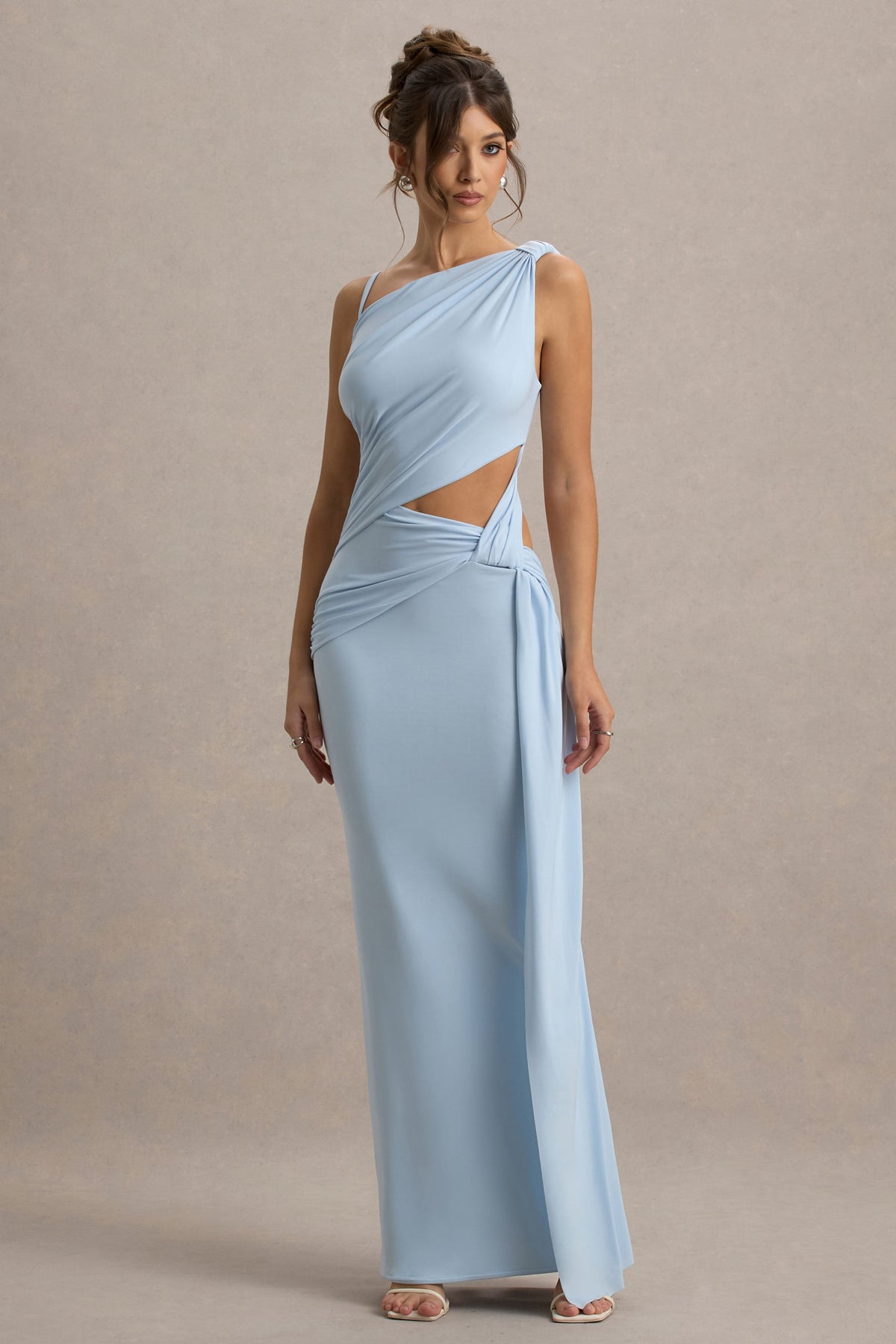 Storm | Powder Blue Asymmetric Maxi Dress With Cut-Out Details